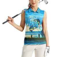 Reel Cool Dad Fishing Women Sleeveless Polo Shirt Father Hooked on Love and Lakeside Moments