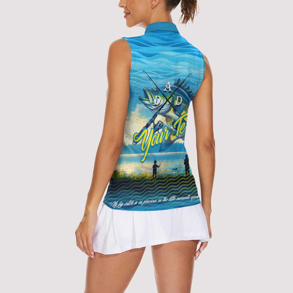 Reel Cool Dad Fishing Women Sleeveless Polo Shirt Father Hooked on Love and Lakeside Moments