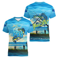 Reel Cool Dad Fishing Women V-Neck T-Shirt Father Hooked on Love and Lakeside Moments