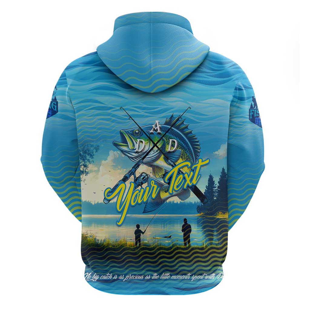 Reel Cool Dad Fishing Zip Hoodie Father Hooked on Love and Lakeside Moments