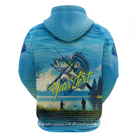 Reel Cool Dad Fishing Zip Hoodie Father Hooked on Love and Lakeside Moments