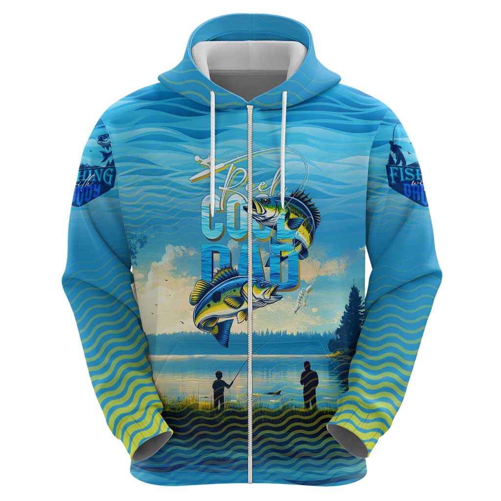 Reel Cool Dad Fishing Zip Hoodie Father Hooked on Love and Lakeside Moments