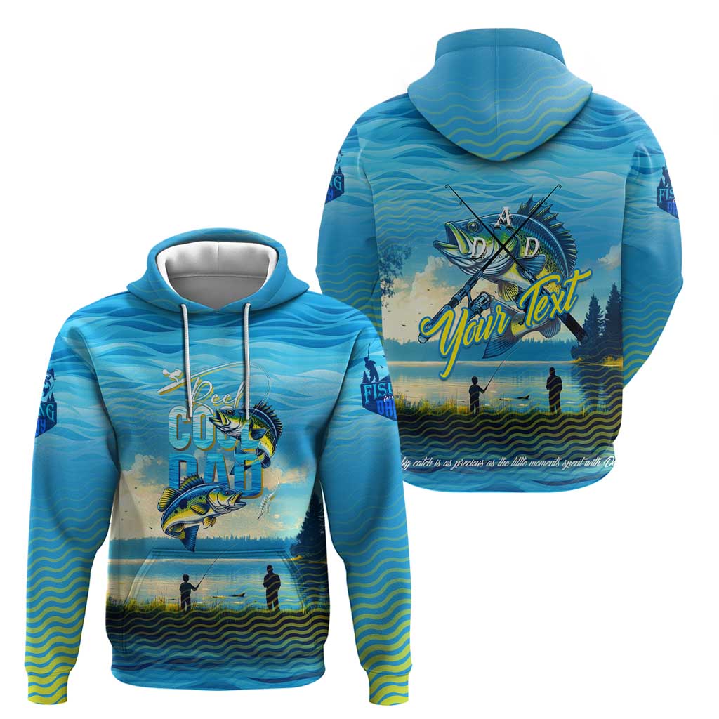 Reel Cool Dad Fishing Zip Hoodie Father Hooked on Love and Lakeside Moments