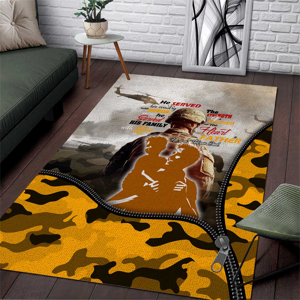 Veteran Dad Area Rug The Strength of a Soldier - The Heart of a Father