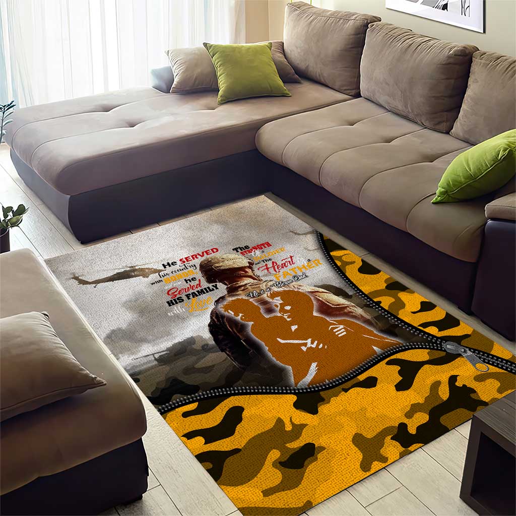 Veteran Dad Area Rug The Strength of a Soldier - The Heart of a Father