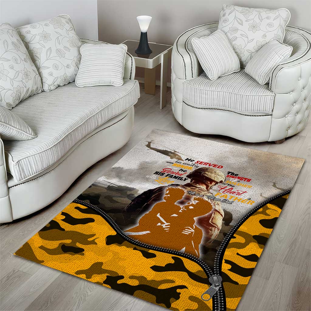 Veteran Dad Area Rug The Strength of a Soldier - The Heart of a Father