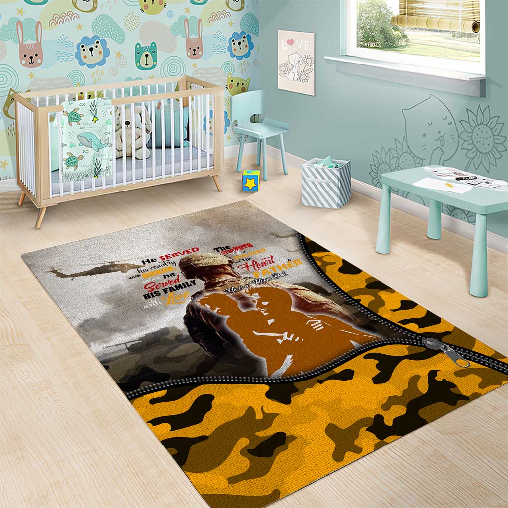 Veteran Dad Area Rug The Strength of a Soldier - The Heart of a Father