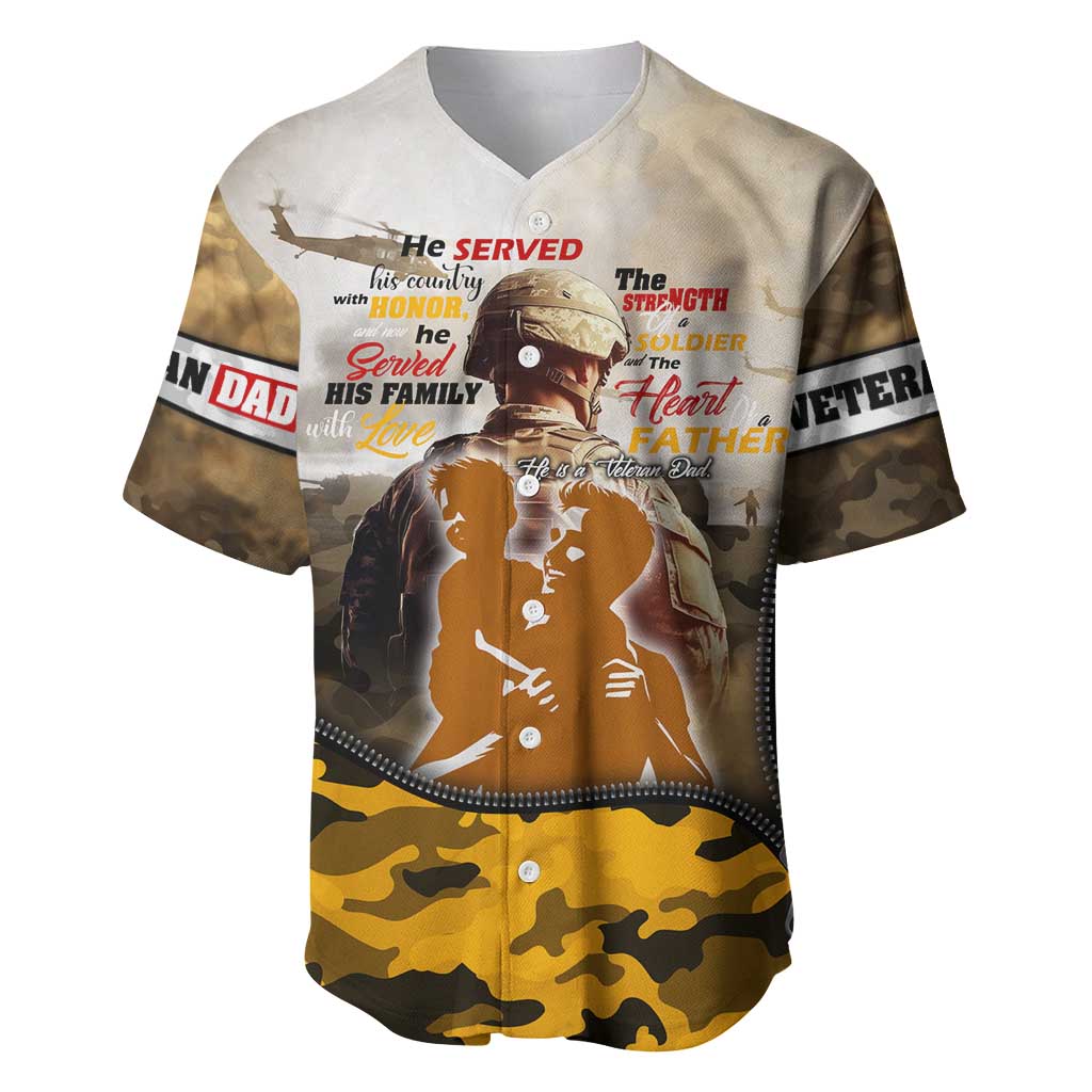 Veteran Dad Baseball Jersey The Strength of a Soldier - The Heart of a Father
