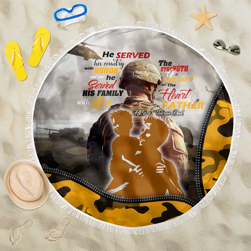 Veteran Dad Beach Blanket The Strength of a Soldier - The Heart of a Father
