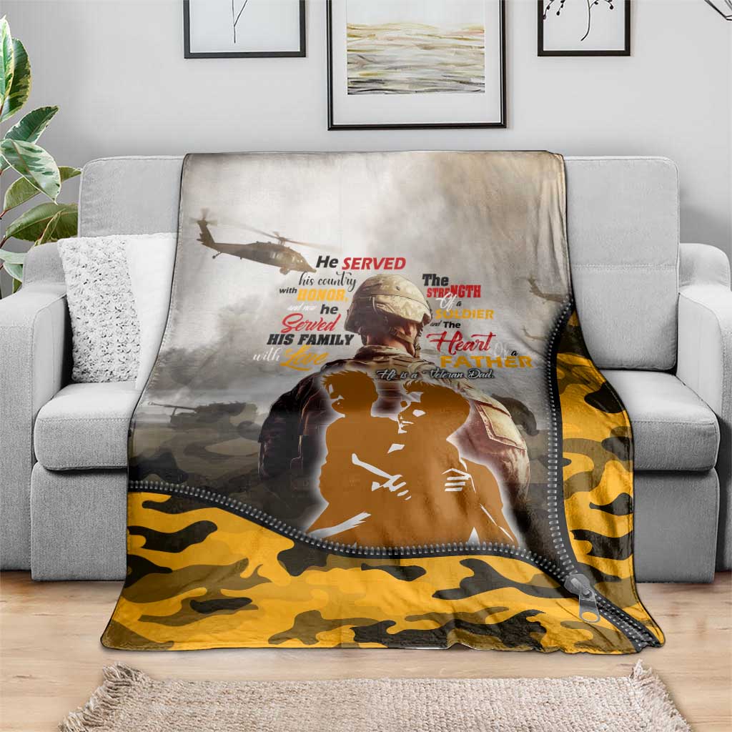 Veteran Dad Blanket The Strength of a Soldier - The Heart of a Father