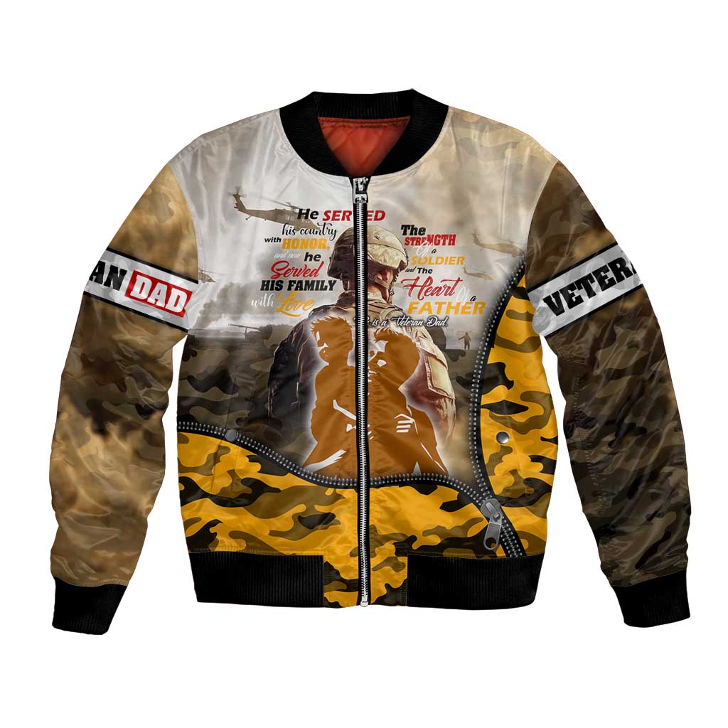 Veteran Dad Bomber Jacket The Strength of a Soldier - The Heart of a Father
