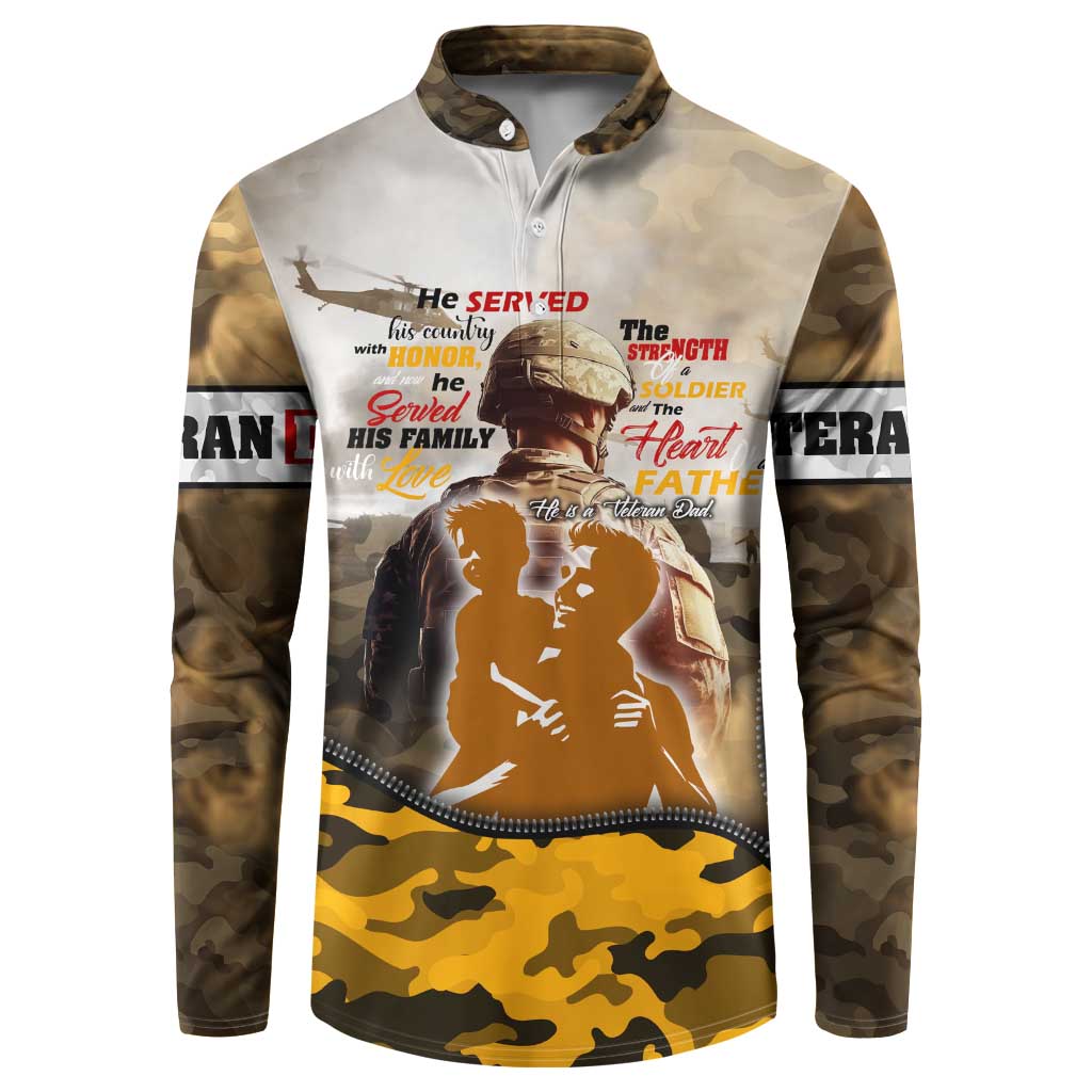 Veteran Dad Button Sweatshirt The Strength of a Soldier - The Heart of a Father