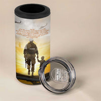 Veteran Dad 4 in 1 Can Cooler Tumbler The Strength of a Soldier - The Heart of a Father