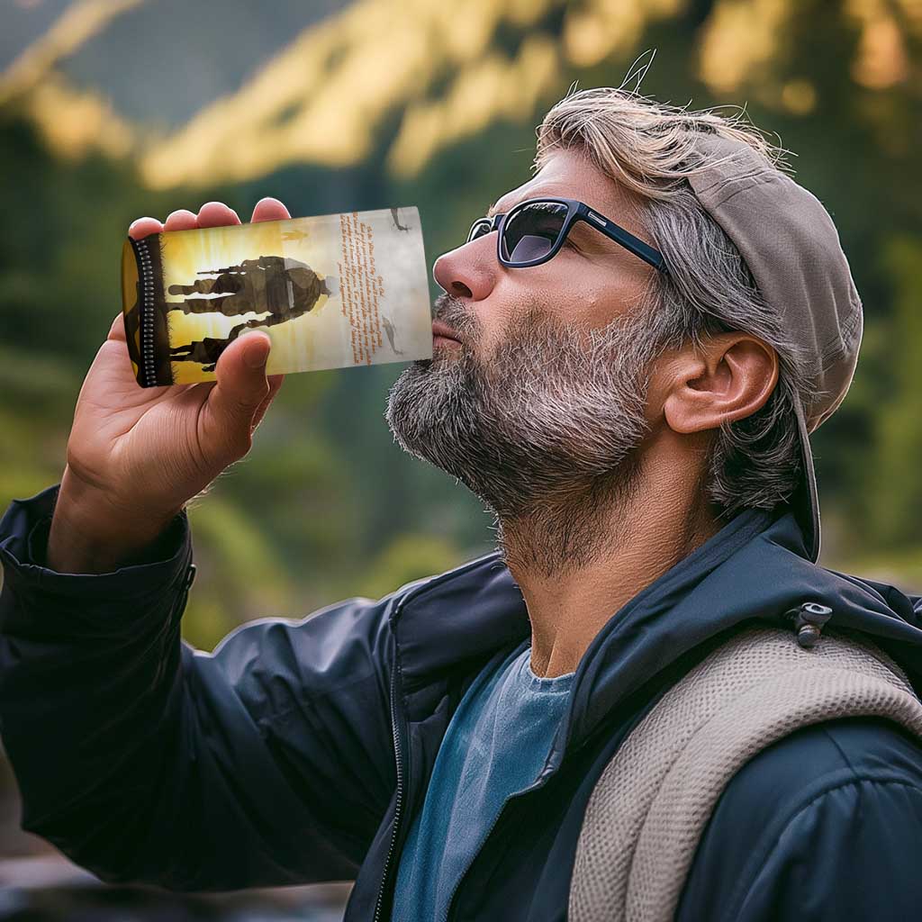 Veteran Dad 4 in 1 Can Cooler Tumbler The Strength of a Soldier - The Heart of a Father