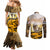 Veteran Dad Couples Matching Mermaid Dress and Long Sleeve Button Shirt The Strength of a Soldier - The Heart of a Father