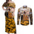 Veteran Dad Couples Matching Off Shoulder Maxi Dress and Long Sleeve Button Shirt The Strength of a Soldier - The Heart of a Father