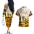 Veteran Dad Couples Matching Off The Shoulder Long Sleeve Dress and Hawaiian Shirt The Strength of a Soldier - The Heart of a Father