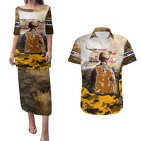 Veteran Dad Couples Matching Puletasi and Hawaiian Shirt The Strength of a Soldier - The Heart of a Father