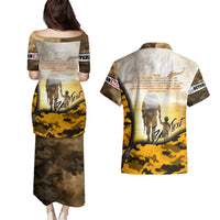 Veteran Dad Couples Matching Puletasi and Hawaiian Shirt The Strength of a Soldier - The Heart of a Father