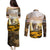 Veteran Dad Couples Matching Puletasi and Long Sleeve Button Shirt The Strength of a Soldier - The Heart of a Father