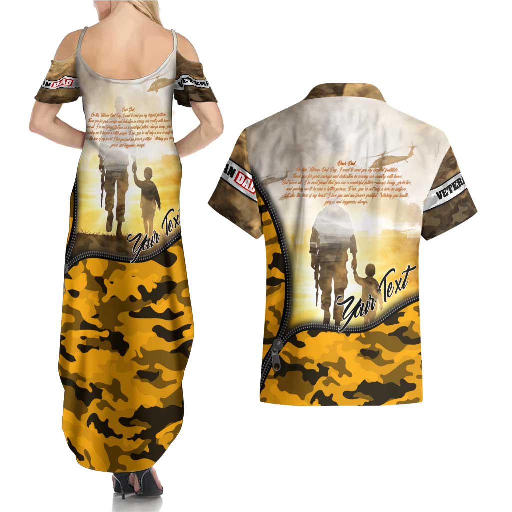 Veteran Dad Couples Matching Summer Maxi Dress and Hawaiian Shirt The Strength of a Soldier - The Heart of a Father