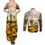 Veteran Dad Couples Matching Summer Maxi Dress and Long Sleeve Button Shirt The Strength of a Soldier - The Heart of a Father