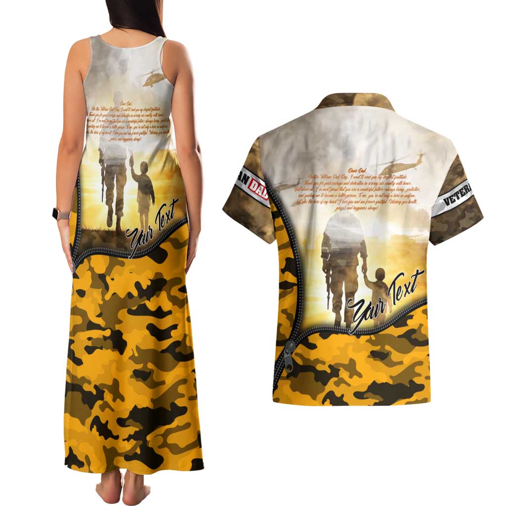 Veteran Dad Couples Matching Tank Maxi Dress and Hawaiian Shirt The Strength of a Soldier - The Heart of a Father