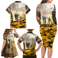 Veteran Dad Family Matching Long Sleeve Bodycon Dress and Hawaiian Shirt The Strength of a Soldier - The Heart of a Father