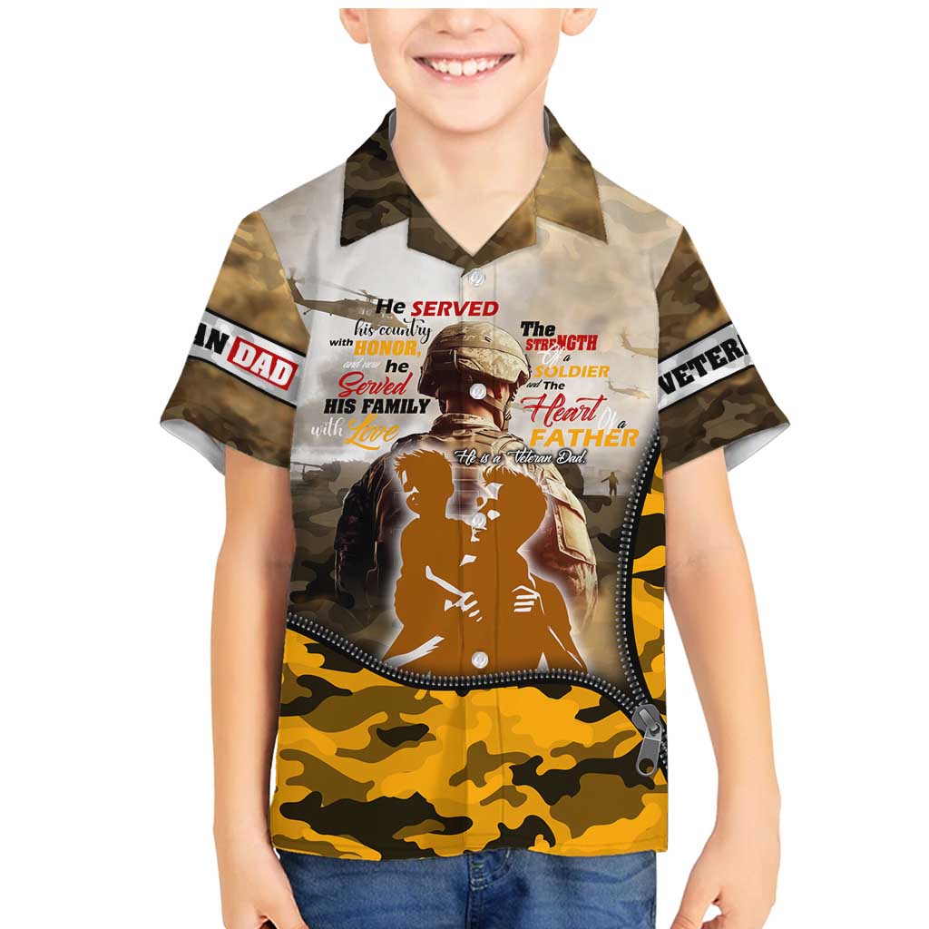 Veteran Dad Family Matching Mermaid Dress and Hawaiian Shirt The Strength of a Soldier - The Heart of a Father