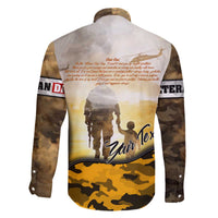 Veteran Dad Family Matching Off The Shoulder Long Sleeve Dress and Hawaiian Shirt The Strength of a Soldier - The Heart of a Father