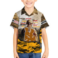 Veteran Dad Family Matching Off The Shoulder Long Sleeve Dress and Hawaiian Shirt The Strength of a Soldier - The Heart of a Father