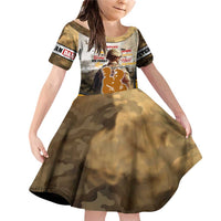 Veteran Dad Family Matching Off Shoulder Short Dress and Hawaiian Shirt The Strength of a Soldier - The Heart of a Father