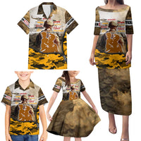 Veteran Dad Family Matching Puletasi and Hawaiian Shirt The Strength of a Soldier - The Heart of a Father