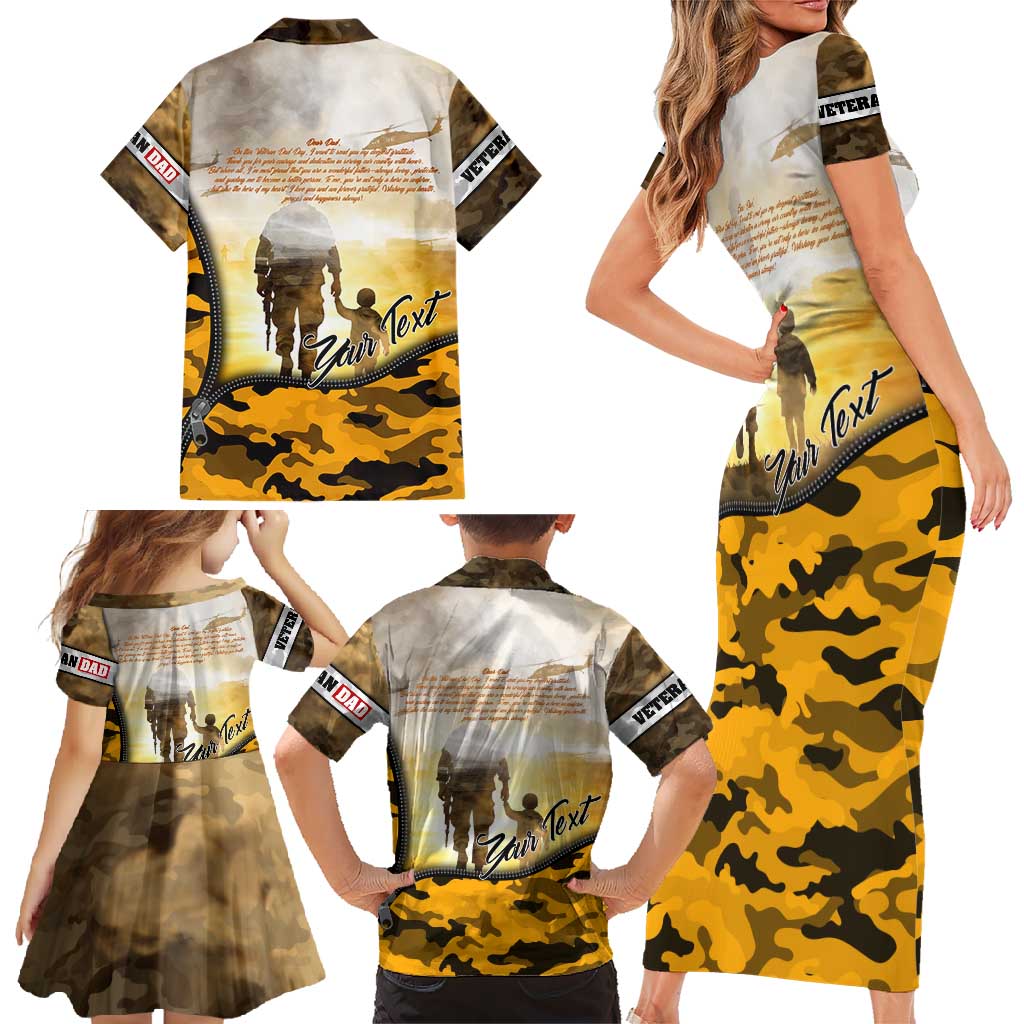 Veteran Dad Family Matching Short Sleeve Bodycon Dress and Hawaiian Shirt The Strength of a Soldier - The Heart of a Father