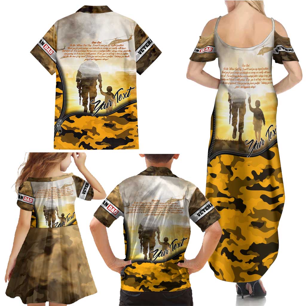 Veteran Dad Family Matching Summer Maxi Dress and Hawaiian Shirt The Strength of a Soldier - The Heart of a Father