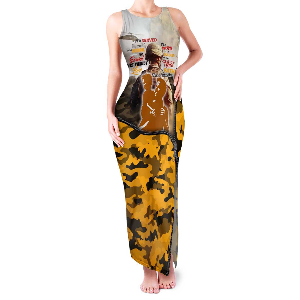 Veteran Dad Family Matching Tank Maxi Dress and Hawaiian Shirt The Strength of a Soldier - The Heart of a Father
