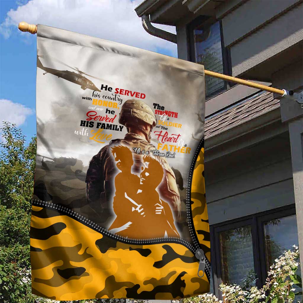 Veteran Dad Garden Flag The Strength of a Soldier - The Heart of a Father
