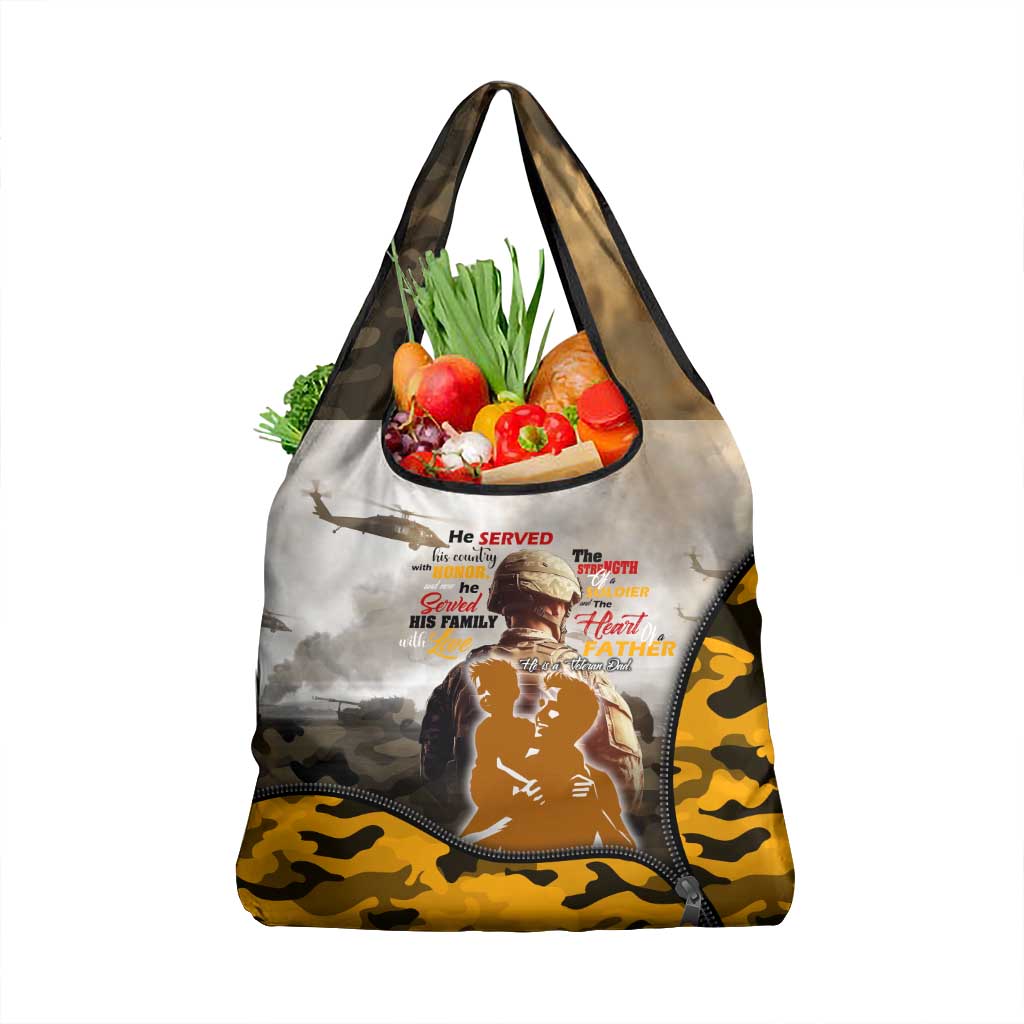 Veteran Dad Grocery Bag The Strength of a Soldier - The Heart of a Father