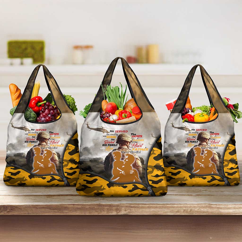 Veteran Dad Grocery Bag The Strength of a Soldier - The Heart of a Father