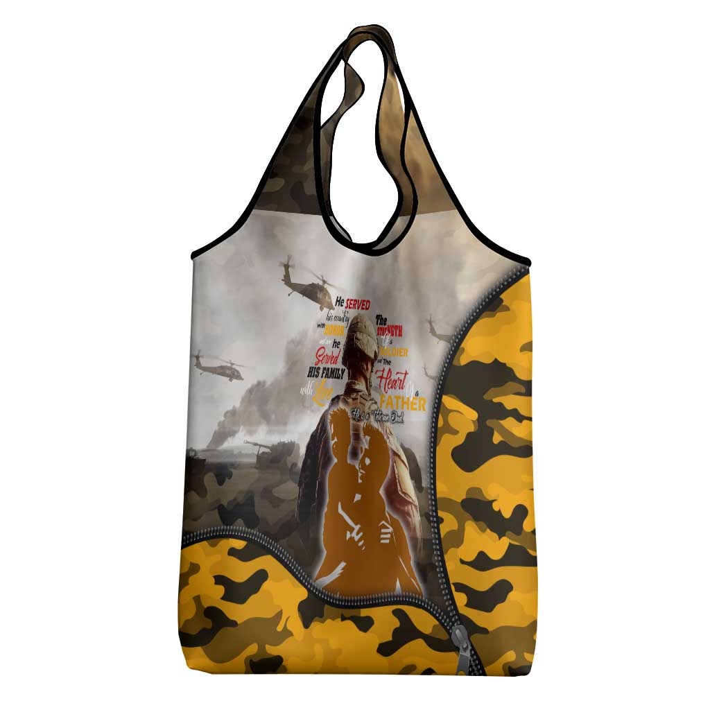 Veteran Dad Grocery Bag The Strength of a Soldier - The Heart of a Father