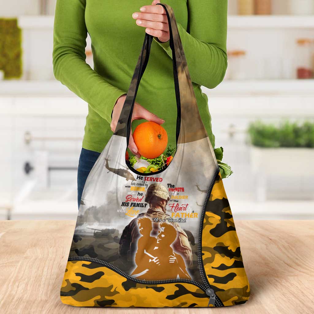 Veteran Dad Grocery Bag The Strength of a Soldier - The Heart of a Father