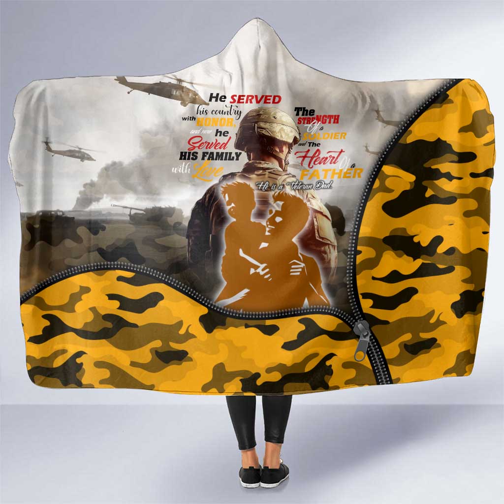 Veteran Dad Hooded Blanket The Strength of a Soldier - The Heart of a Father