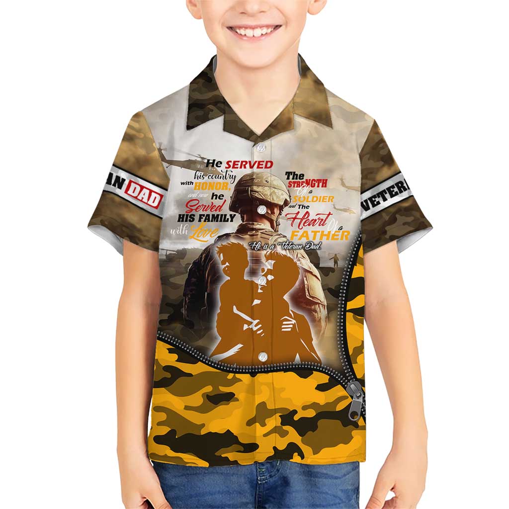 Veteran Dad Kid Hawaiian Shirt The Strength of a Soldier - The Heart of a Father