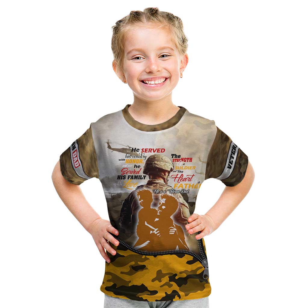 Veteran Dad Kid T Shirt The Strength of a Soldier - The Heart of a Father