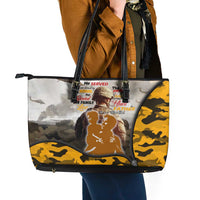 Veteran Dad Leather Tote Bag The Strength of a Soldier - The Heart of a Father