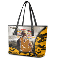 Veteran Dad Leather Tote Bag The Strength of a Soldier - The Heart of a Father