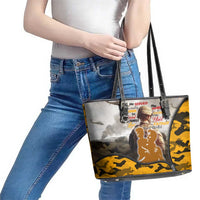 Veteran Dad Leather Tote Bag The Strength of a Soldier - The Heart of a Father