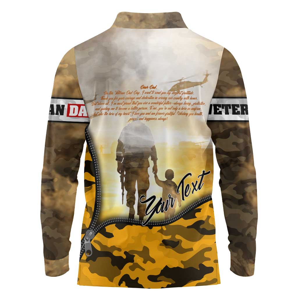 Veteran Dad Long Sleeve Polo Shirt The Strength of a Soldier - The Heart of a Father