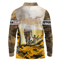 Veteran Dad Long Sleeve Polo Shirt The Strength of a Soldier - The Heart of a Father