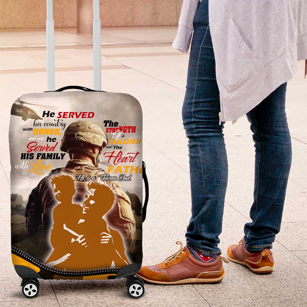 Veteran Dad Luggage Cover The Strength of a Soldier - The Heart of a Father